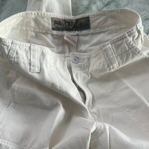 Vintage White Boot Cut Pants with Structured Waistband